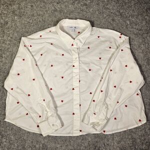 Old Navy Womens Plus The Cropped White Red Heart Shirt Breezy Summer Size 2X